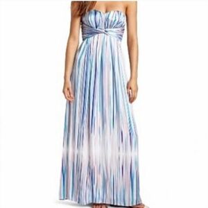 Elegant Blue and White Strapless Maxi Dress NWOT